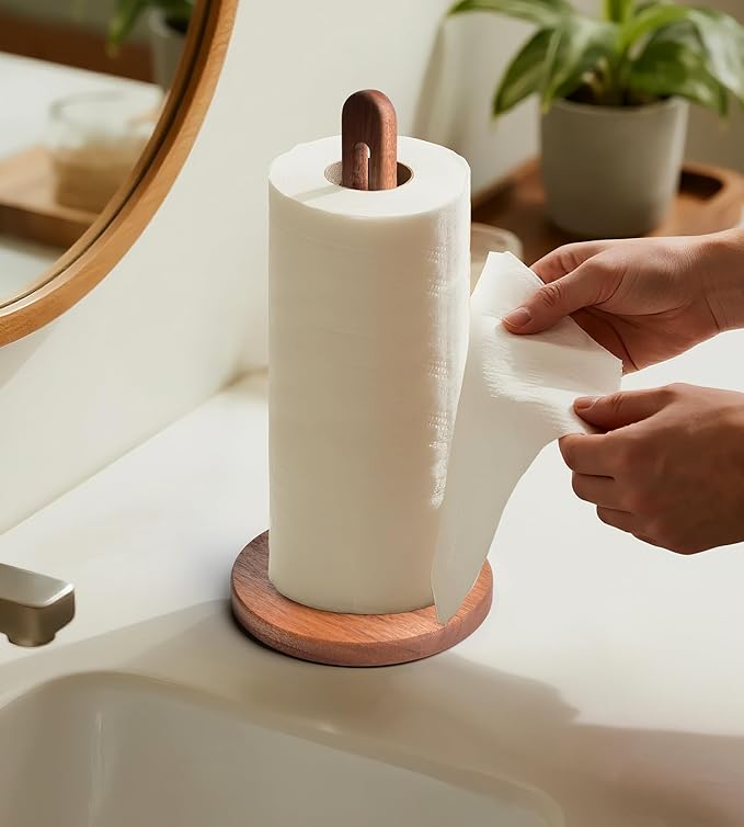 KitchLife Acacia Wooden Paper Towel Holder Countertop, Fits Jumbo Rolls