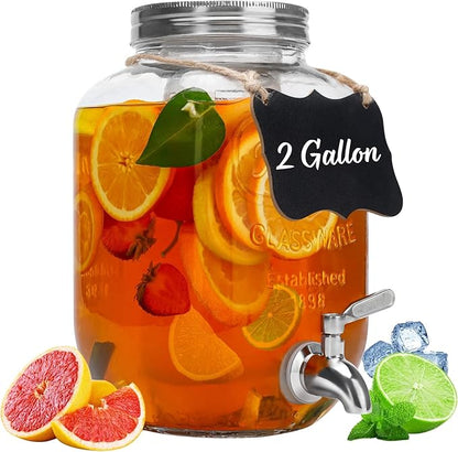 2 Gallon Glass Beverage Dispenser