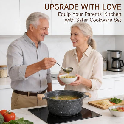 JEETEE 36Pcs Pots and Pans Set Non Stick, Cookware Set Non toxic Kitchen