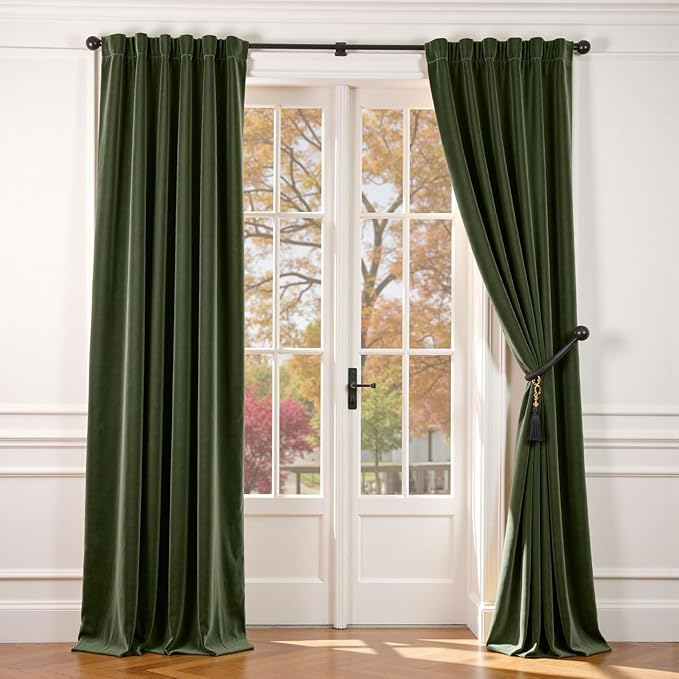 Lazzzy Velvet Blackout Curtains Thermal Insulated Room Window Drapes Super Soft