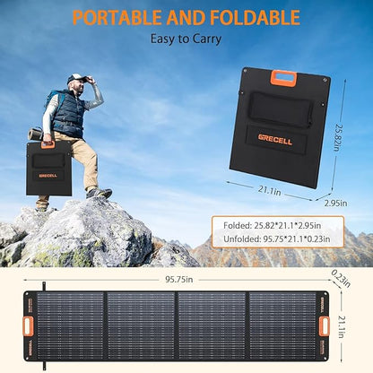GRECELL 999Wh Solar Generator 1000W with Solar Panel 200W, 1000W Solar Generator with Panels Included, 60W USB-C PD Output, 110V Lithium Battery Pack Kit for Outdoor Hunting Travel Home (Peak 2000W)