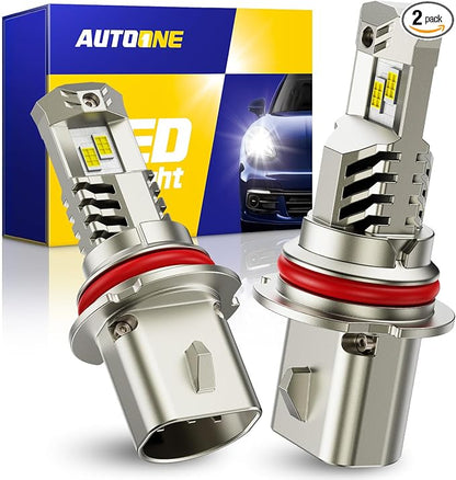 AUTOONE HB5/9007 LED Light Bulbs, OEM Size Direct Fit 900% Brighter, 6000K 10YR Lifespan, Fog Lights Replacement, Pack of 2