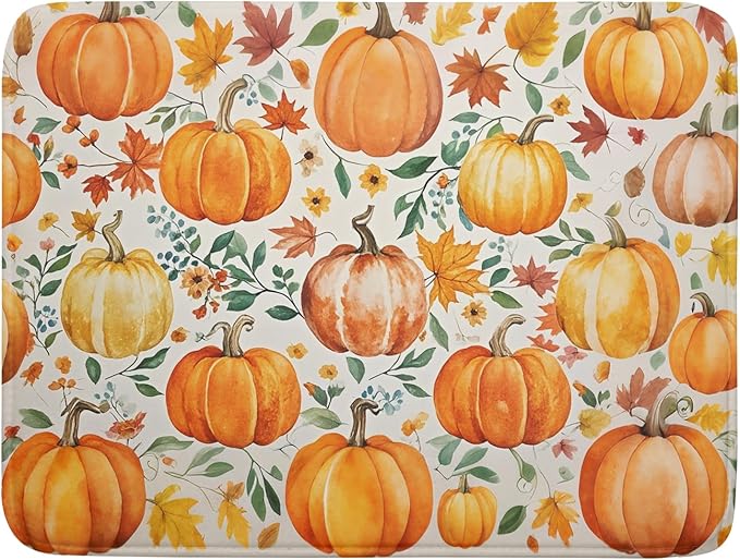 Fall Pumpkin Thanksgiving Dish Drying Mat