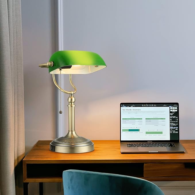 Newrays Green Glass Bankers Desk Lamp