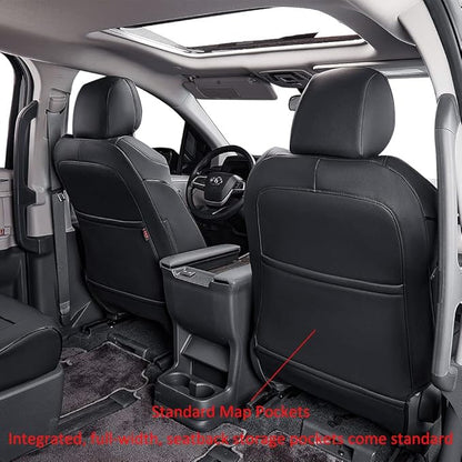 EKR Sienna Seat Covers for Toyota Sienna XLE,XSE,7-Passenger Seating,2nd Row Captain Chairs 2021-2026,Front Seat and Rear Seat,Black Car Seat Covers- 1st and 2nd Row Only, Leather(Black)