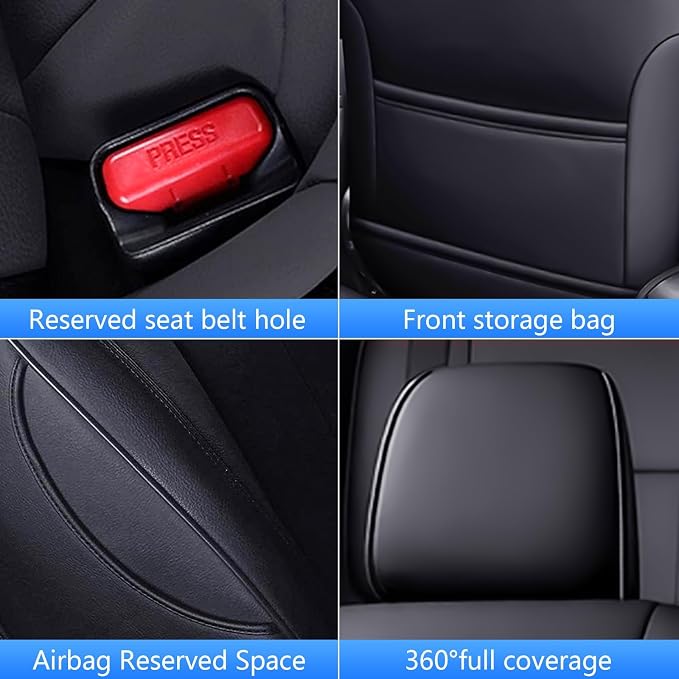 TTX LIGHTING Custom Fit Seat Covers for Toyota Corolla Cross L,LE,XLE 2022-2026 (Not for Hybrid) Faux Leather Corolla Cross Car Seat Covers Full Set Black