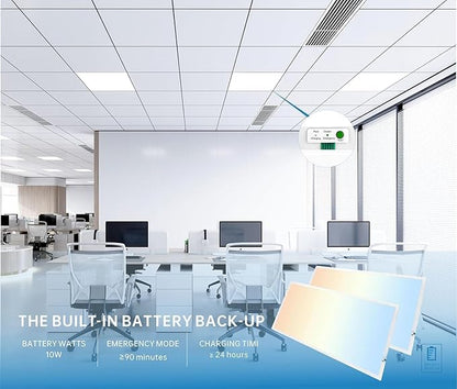 2X4 LED Flat Panel Light with Emergency Battery Backup, 50W 3000K/4000K/5000K