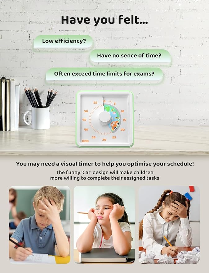 LIORQUE 60 Minute Visual Timer for Kids, Visual Countdown Timer for Classroom