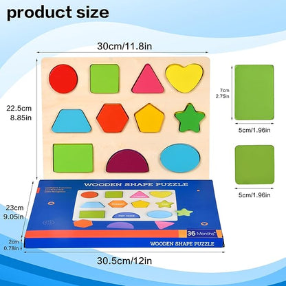 Shape Puzzle Wooden Puzzle for Toddlers 3 4 5 Year Old Puzzles Learning Toys, Shape Block Floor Puzzles Toy Kids Ages, Preschool Educational Board Game for Boys and Girls Gifts Toddler