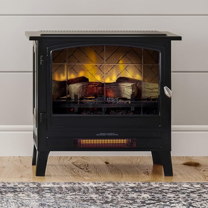 Country Living Infrared Freestanding Electric Fireplace Stove Heater in Black |