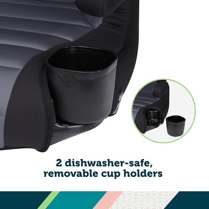Safety 1st Grow and Go 2-in-1 Booster Car Seat with ComfortWings, Converts High-Back to Backless, 19" Wide, Slim Design, Lightweight, Foldable, Easy-Clean, Cup Holders, 40-100 lbs, Crushed Grape