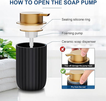 Ceramic Foaming Soap Dispenser, 12 oz Bathroom Foam Hand Soap Dispenser