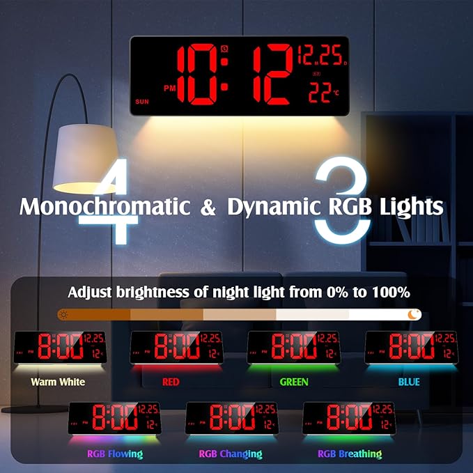 Xflyee 16.5" Large Digital Wall Clock