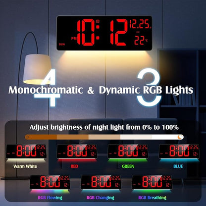 Xflyee 16.5" Large Digital Wall Clock