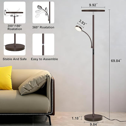 Aulaiyi Floor Lamps for Living Room, 42W Super Bright LED Floor Lamp, 2-in-1