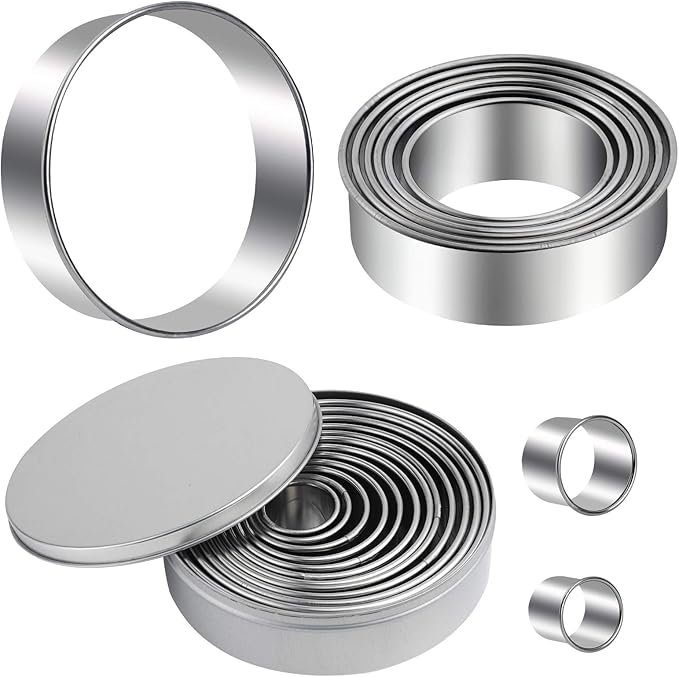 Round Cookie Cutters Set 12 Pieces Bistcuit Cookie Cutters Circle Pastry