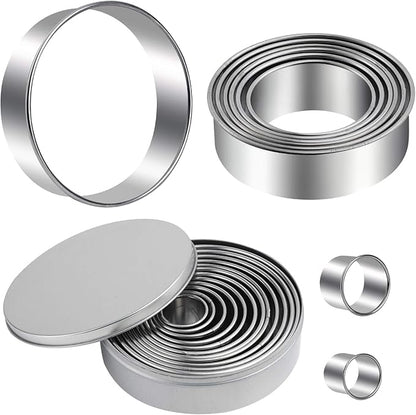 Round Cookie Cutters Set 12 Pieces Bistcuit Cookie Cutters Circle Pastry