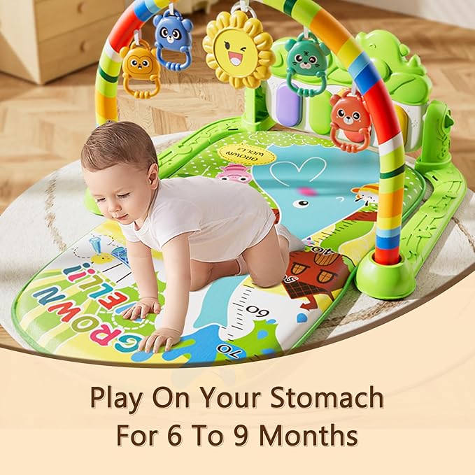 Alive Lovely Baby Gyms Play Mats, Musical Activity Center Baby Piano Gym Mat, Music and Lights Tummy Time Padded Mat for Newborn Newborn 0 to 3 6 9 12 Months