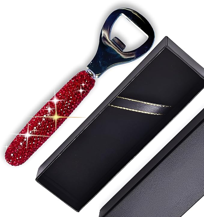 Handcrafted Red Crystal Bling Beer Opener – Sparkle Diamond Bottle Openers