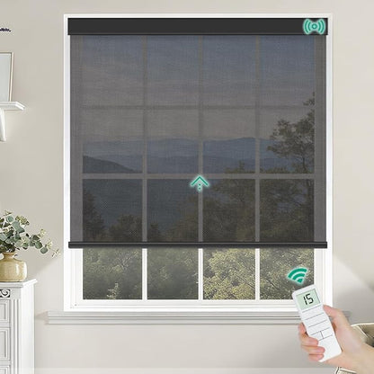 Kilonity Motorized Roller Shades, Light Filtering Remote Control Custom Window