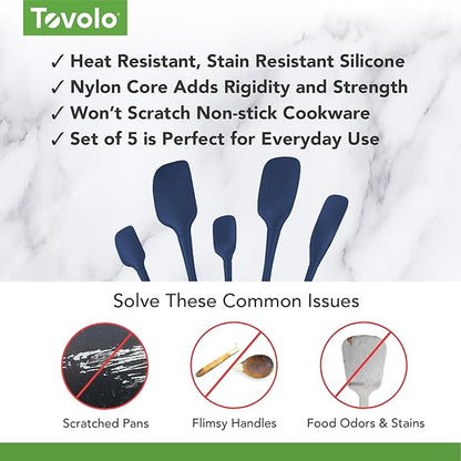 Tovolo Flex Core 5 Piece Silicone Spatula Set Heat Resistant All Silicone