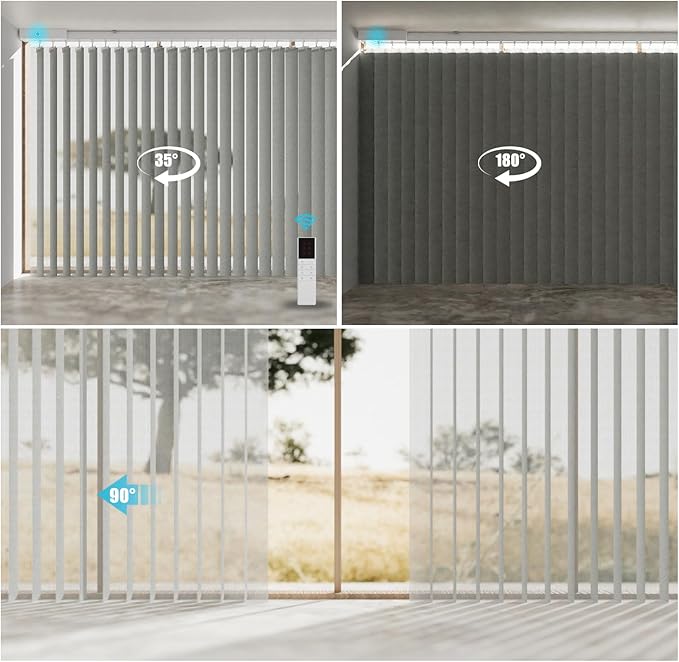 Blindify Motorized Sheer Vertical Blinds, Light Filtering Smart Rechargeable