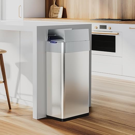 TLSUNNY 16 Gallon Automatic Trash Can, Stainless Steel Motion Sensor Garbage bin