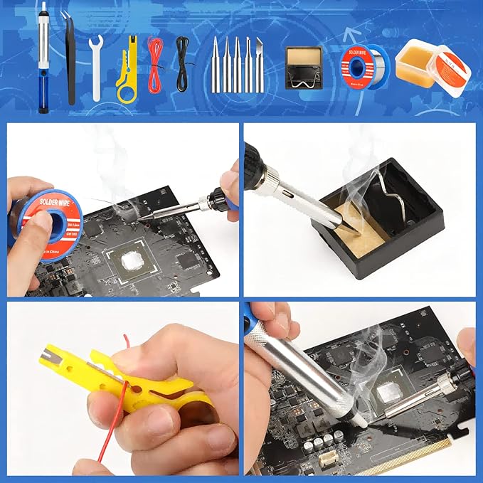 Soldering Iron Kit, 90W 110V LED Digital Soldering Iron with Ceramic Heater, Adjustable Temperature Soldering Welding Iron Kit, Auto-sleep, Thermostatic Design