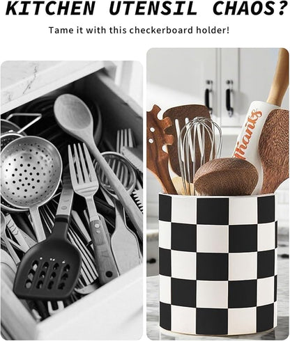 Checkered Kitchen Utensil Holder