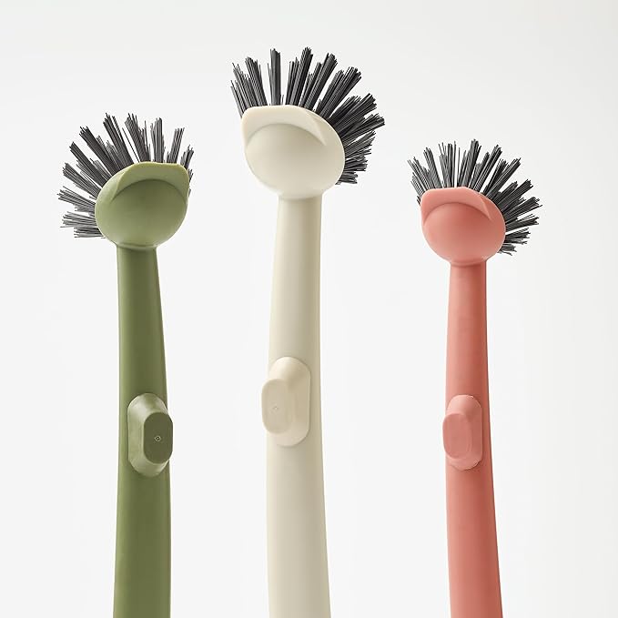 Earth & Mango Magnetic Dish Brush & Scraper, Snaps to Sink, Non-Scratch