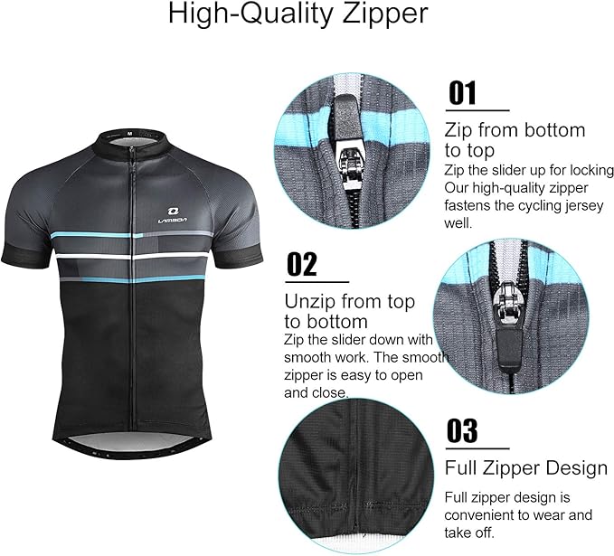 LAMEDA Men's Cycling Jersey Breathable Lightweight Bike Jersey Short Sleeve Quick Dry Moisture Wicking Biking Shirts