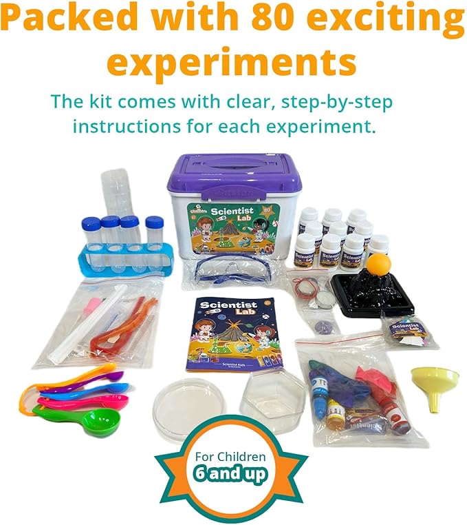 Channie's Scientist Lab with 80 Experiments, STEM Toys for Boys & Girls Ages 6+