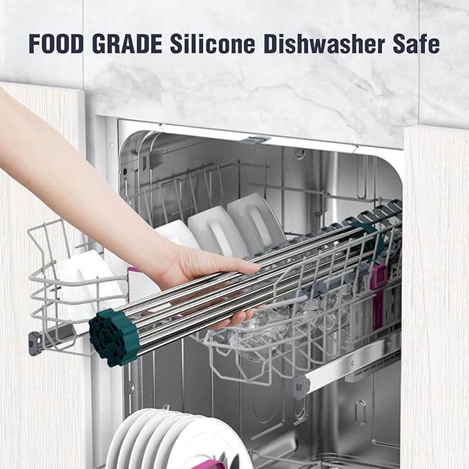 Tomorotec Stainless Steel Roll Up Dish Drying Rack, Foldable Over The Sink