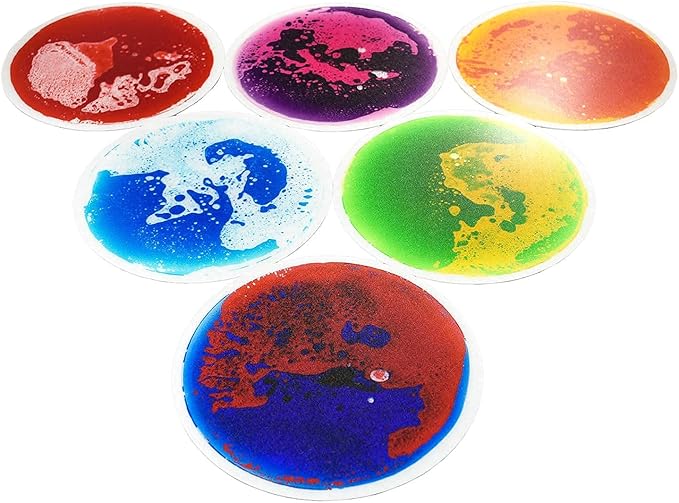 Art3d Liquid Sensory Floor Decorative Tiles,19.7"x19.7" Pie, Colorful, 6 Tiles