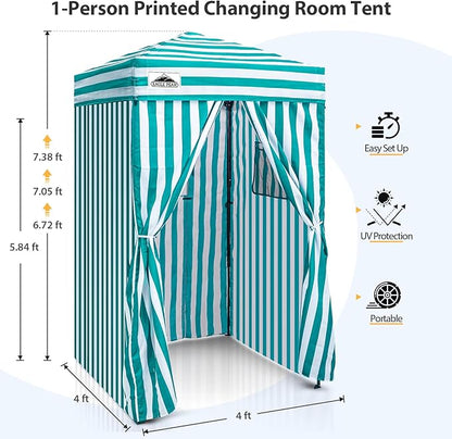 EAGLE PEAK Flex Ultra Compact 4x4 Pop-up Canopy, Sun Shelter, Changing Room, Portable Privacy Canopy Cabana for Pool, Fashion Photoshoots, or Camping, White/Light Blue
