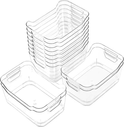 12 Pack Clear Plastic Storage Bins, Pantry Organizers and Storage, Plastic