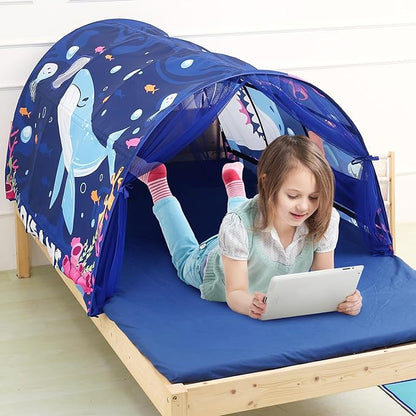 Bed Tent for Kids Lucky Castle Toddler Bed Tent Foldable Game House for Children Play Tents for Girls Boys Sleeping Canopy Playhouse
