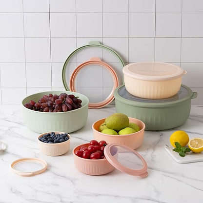 COOK WITH COLOR Prep Bowls with Lids- Wide and Deep Nesting Plastic Small