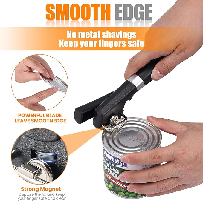 2 in 1 Safety Can Opener Manual Smooth Edge & Bottle Opener,