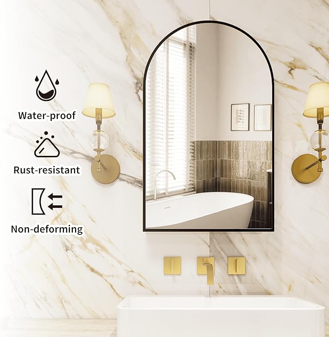 Bathroom Medicine Cabinet with Mirror, Arched Medicine Cabinet Wall Mounted