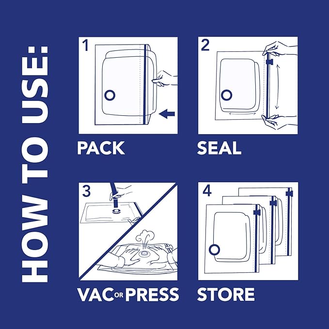 Hefty Shrink-Pak Vacuum Storage Bags – For Clothes, Pillows, Towels, Blankets & More – Space Saver Vacuum Suction Sealer Bags for Home or Travel – 4 Jumbo Cubes, 43.5 x 34 x 18 Inches