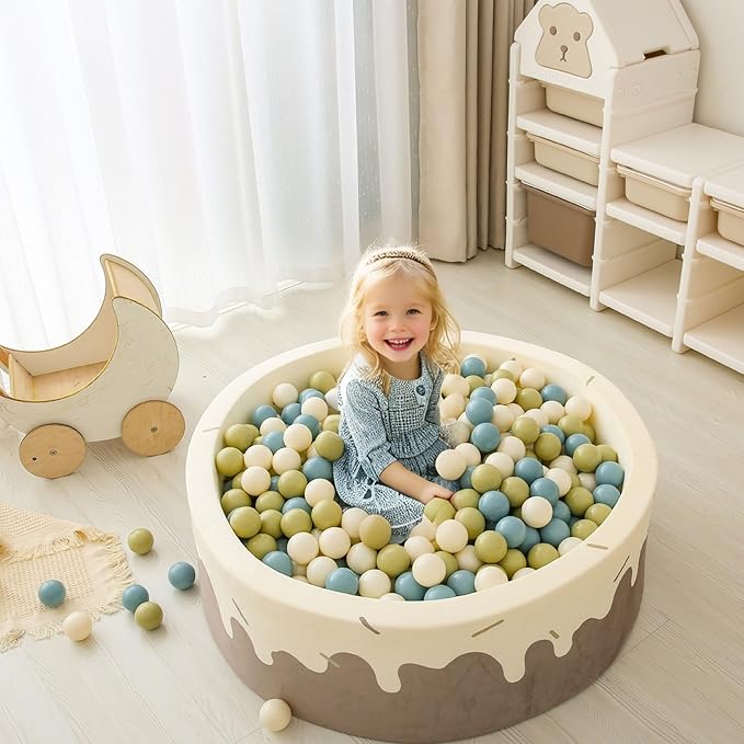 GOGOSO Balls for Ball Pit - Plastic Ball for Toddlers 1-3, Baby Kids Ball Pool Decoration,Creamy Green+Creamy Blue+ Soft White,200pcs