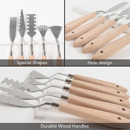 CONDA Palette Knife Set -10Pcs Stainless Steel Spatula Pallet Knife Painting