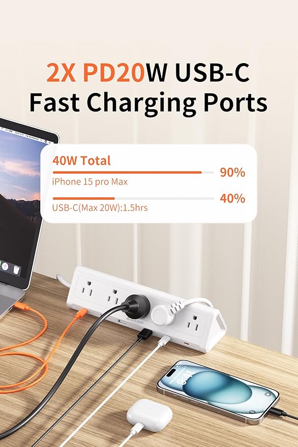 10 FT Desk Clamp Power Strip