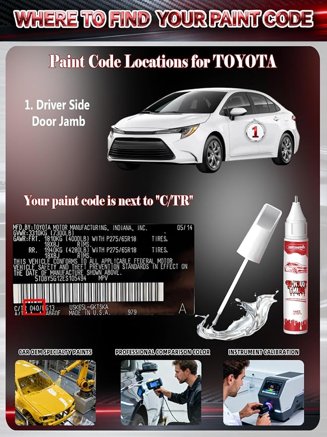 3R1 Matador Red Mica Car Touch Up Paint for Toyota, Color Accurate Two-In-One Car Paint Scratch Repair Pen, Professional Scratch Remover for Vehicles Chips and Nicks Scuff