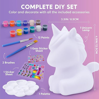 Klever Kits DIY Night Light- Paint Your Own Unicorn Lamp- Arts & Crafts Kit School Activities Art Supplies Painting Kits, Birthday Gifts for Girls Boys Aged 6+