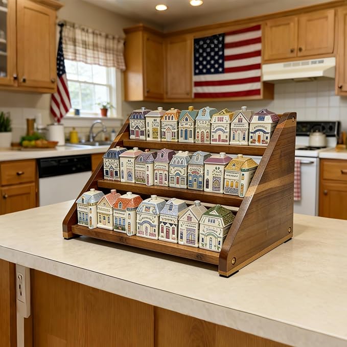 Acacia Wooden Spice Rack for Countertop