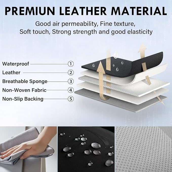 Coverado Front Seat Covers, Luxury Faux Leather Car Seat Protector, Waterproof Seat Covers Seat Cushion, Black Automotive Seat Covers Universal Fit for Most Cars