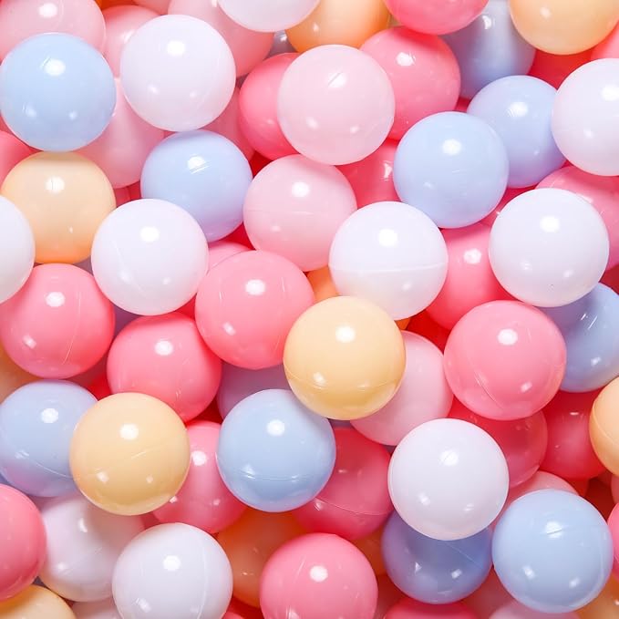 Ball Pit Balls Pack of 100 200 500 - Star and Round Set BPA Free Phthalate Free Non-Toxic Crush Proof Play Balls Soft Plastic Balls for Toddlers Baby Kids Birthday Pool Tent Party