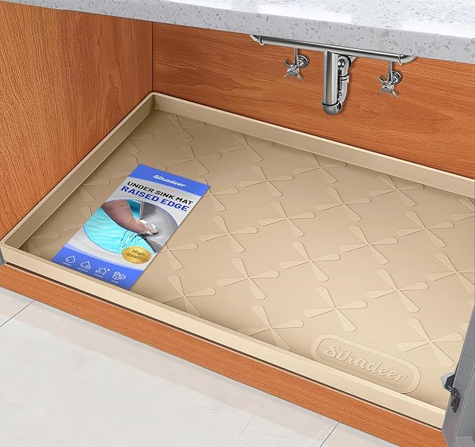 SIKADEER 37" x 22" Under Sink Mat Waterproof, Silicone Mat Kitchen Drawer Shelf